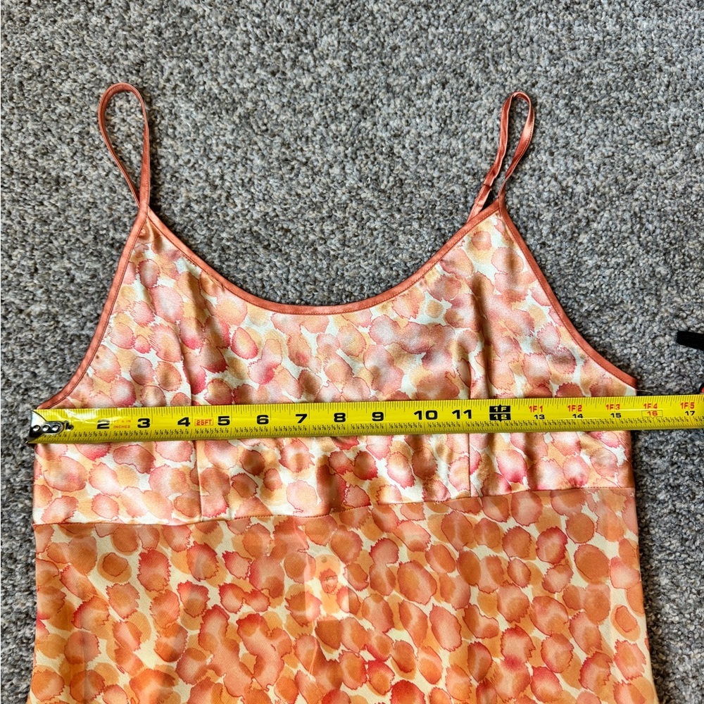 Vintage Y2K Elegant Orange Patterned Mini Slip Dress - Picture 5 of 11